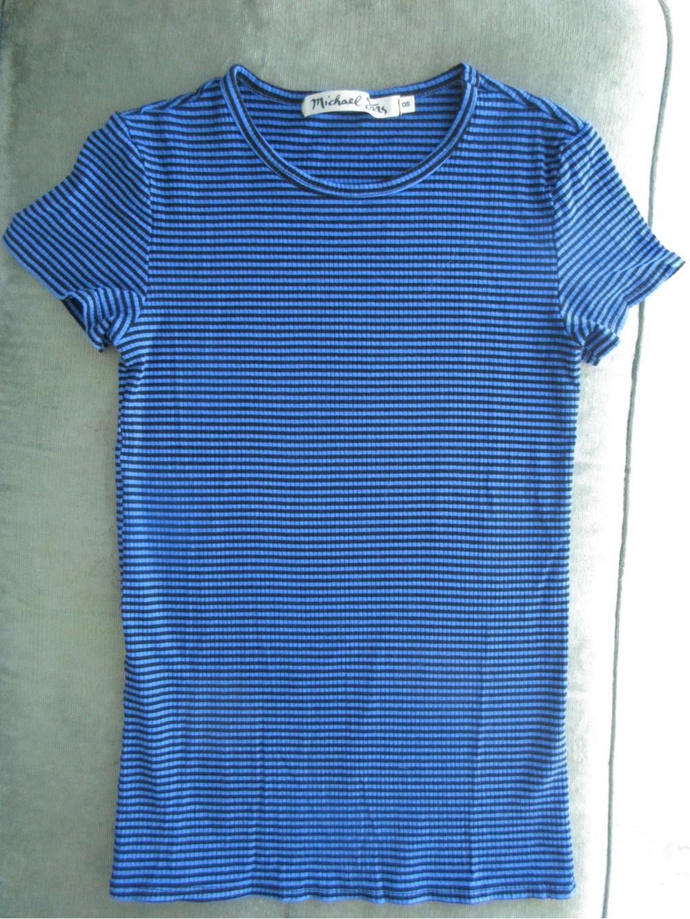 Michael Stars Royal Blue and Black Stripe Short Sleeve Tee